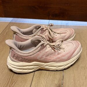 Hoka Women's Blush and Cream Speedgoat Running Shoes